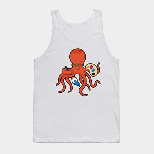 Octopus as Painter with Paint & Brush Tank Top